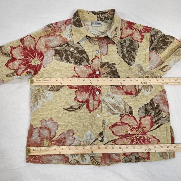 CHICO'S Floral Cardigan/Shirt Multicolor Size 1 (M)  3/4 Sleeves Button Up. - Picture 15 of 16